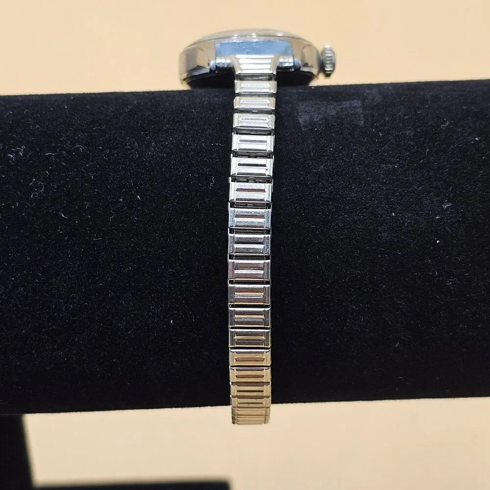 LOUVIC 17 Jewel Manual Wind Vtg Military Watch On Speidel 10k GF Band Runs Great